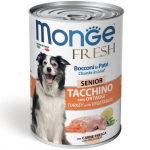 Monge Fresh Chunks Senior Kalkuni & K&ouml;&ouml;giviljadega konserv seeniorkoertele, 400 g