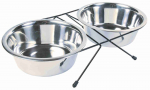 Trixie Eat On Feet Bowl Set k&otilde;rgendatud alus kahe roostevabast terasest kausiga, 2x1.8 l / &Oslash; 20 cm