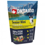 Ontario Dog Senior Mini Fish and Rice kuivtoit v&auml;ikestele seeniorkoertele kala ja riisiga, 0.75 kg