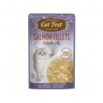 CatFest Salmon Fillets In Jelly t&auml;isv&auml;&auml;rtuslik toit t&auml;iskasvanud kassidele, metsiku l&otilde;he fileega želees, 70 g