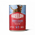 Carnilove Wild Meat Salmon & Turkey teraviljavaba konserv t&auml;iskasvanud koertele, 400 g