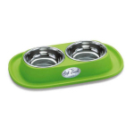Georplast Soft Touch Double Bowl topelt metallkauss koertele ja kassidele kummist alusega, erinevad v&auml;rvid, 31x20x3,5 cm