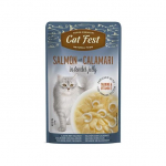 CatFest Salmon With Calamari In Jelly t&auml;isv&auml;&auml;rtuslik toit t&auml;iskasvanud kassidele, metsiku l&otilde;he ja kalmaariga želees, 70 g