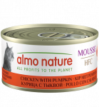 Almo Nature HFC Mousse kana k&otilde;rvitsaga &otilde;rn pasteet t&auml;iskasvanud kassidele, 70 g
