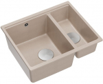 Zlewozmywak GraniteQ LOGAN 150 zlewozmywak pearl beige 56x46x22 cm 1,5-komorowy b/o podwieszany + syfon manualny stal szczotkowana save space | brak | 5906954200136