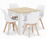Leobert Zestaw st&oacute;ł kwadratowy 80x80 dąb sonoma + 4 krzesła MARK białe | model_15385_1+3316_4-MARK-ATTY16 | 5903332077168