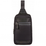 Piquadro Piquadro, Trakai, Leather & Fabric, Mono Sling, Textile Crossbody Bag, Black, 42021990, 31 x 18 x 7 cm, For Men For Men | 8024671577823 | 8024671577823