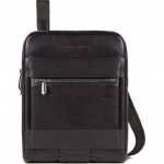Piquadro Piquadro, Trakai, Leather & Fabric, Small, Crossbody Bag, Black, 27 x 21 x 5 cm, For Men For Men | 8024671577632 | 8024671577632