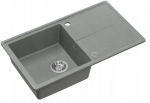Zlewozmywak GraniteQ TONY 111 GraniteQ zlewozmywak granitowy silver stone (szary) 1-komorowy z/o (78x45x18,5),  z syfonem i zaślepką  stal szlachetna | brak | 5906954201645
