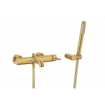 Bateria wannowa KFA BATERIA MOZA WANNOWA ŚCIENNA, POZIOMA, BRUSHED GOLD Z KOMPLETEM NATRYSKOWYM PUNKTOWYM PREMIUM | 045034-520-31 | 5907571505239