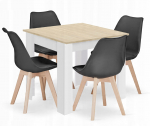 Leobert Zestaw st&oacute;ł kwadratowy 80x80 dąb sonoma + 4 krzesła MARK czarne | model_15385_1+3319_4-MARK-ATTY16 | 5903332077175