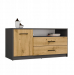 Topeshop Szafka RTV SIMPLO 1D2S Stolik TV 2 Szuflady 1 Drzwi ANTRACYT DĄB ARTISAN | M-MP-RT-SIM-110-ANTA | 5900354142881