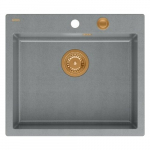 Zlewozmywak GraniteQ MORGAN 110 zlewozmywak silver stone z syfonem Push To Open kol. miedziany 1-komorowy b/o + zaczepy 4 szt | brak | 5904310997058