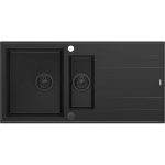 Zlewozmywak GraniteQ EVAN 156 zlewozmywak z syfonem Push To Open 1,5-komorowy z/o (1000x500x210, kom. 420x480) pure carbon / elementy pure carbon | HQE510050U7_BLM_P2O-QDR | 5904310997621