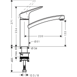 Bateria kuchenna Hansgrohe Logis M31 stojąca chrom (71832000) | 71832000 | 4011097766454