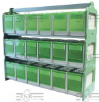 Katex Regał z 18 transporterami zielony, 71x22xwys62 cm | DG-3086 | 8033844763086