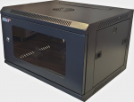 Szafa Lexi-NET 19'' szafa ścienna 12U 600x450, nosność 60 kg, szklane drzwi, rozłożony, czarny | LN12U-60/45-B | 725765541734