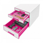 Leitz LEITZ CUBE WOW Szuflada Box perłowo-r&oacute;żowa z 4 szufladami Solidny i stabilny w atrakcyjnym dwukolorowym designie WOW w wysokim połysku - 52132023 | 52132023 | 4002432115341