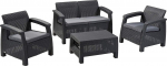 Keter Allibert Zestaw mebli ogrodowych CORFU SET - grafitowy | 223204 | 3253929117169