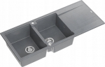 Zlewozmywak GraniteQ EVAN 121 zlewozmywak z syfonem Push To Open 2-komorowy z/o (1160x500x210, kom. 420x340) silver stone / elementy stalowe | brak | 5904310998376