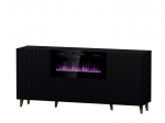 PAFOS chest of drawers with electric fireplace 180x42x82 cm matte black | PAFOS KOM+K CZ | 5903815006845