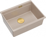 Zlewozmywak GraniteQ LOGAN 100 zlewozmywak pearl beige 56x45x21,5 cm 1-komorowy podwieszany z syfonem manualnym złoty+zestaw 2 noży Fiskars | brak | 5906954204929