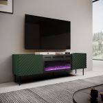 RTV cabinet with an electric fireplace ONDA 180,5x40xH58,39 green (standing or wall mounted) | ONDA 301442+ | 5903815009358