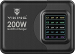 Viking USB GaN nab&iacute;jačka 200 W PD PRO / sieťov&yacute; adapt&eacute;r / V&yacute;stupy: 3x USB-C, 2x USB-A / R&yacute;chle nab&iacute;janie / | VCH200PD | 8595656509080
