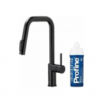 Bateria kuchenna KFA DUERO PURE STYLE PULL-OUT BATERIA KUCHENNA Z FUNKCJĄ FILTRACJI WODY I WYCIĄGANĄ WYLEWKĄ + ZESTAW FILTRUJĄCY PROFINE BLUE S, CZARNA | 046623-313-81 | 5907571666336