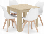 Leobert Zestaw st&oacute;ł kwadratowy 80x80 dąb sonoma + 4 krzesła MARK białe | model_15384_1+3316_4-MARK-ATTY16 | 5903332077106