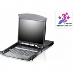 Konsola KVM Aten Przełącznik KVM Over-IP KL1516AiM, 43 cm TFT, VGA, PS/2-USB przez Cat 5, 16-portowy, niemiecki | 14.01.6208 | 4719264642609