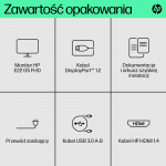 HP E22 G5, 21.5/IPS, 1920x1080/75Hz, 1000:1, 5 ms, 250cd, HDMI/DP, 3-3-0, pivot | 6N4E8AA | 196786298073