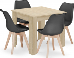 Leobert Zestaw st&oacute;ł kwadratowy 80x80 dąb sonoma + 4 krzesła MARK czarne | model_15384_1+3319_4-MARK-ATTY16 | 5903332077113