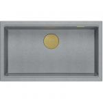 Zlewozmywak GraniteQ LOGAN 110 GraniteQ zlewozmywak silver stone 76x45x23,5 cm 1-komorowy podwieszany z syfonem manualnym złoty+zestaw 2 noży Fiskars | brak | 5906954204769