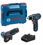 Zestaw elektronarzędzi Bosch GSR12V-15+GWS 12V-76 +2x2Ah+GAL12V-40 LB | 0615990N2U | 4059952686981