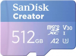 Karta SanDisk Creator MicroSDXC 512 GB Class 10 UHS-I/U3 A2 V30 (SDSQXAV-512G-GN6MS) | SDSQXAV-512G-GN6MS | 619659217266