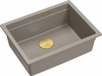 Zlewozmywak GraniteQ Logan 100 zlewozmywak soft taupe 59,5x45,1x21,5 cm 1-komorowy wpuszczany z syfonem manualnym złoty | HQJ6045U4_PVDG1_I-QDR | 5905505500633