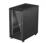 19" 22U 600x1000 black floor-standing rack cabinet with glass doors (flat pack) | FF01-6022-12B | 5901969447125