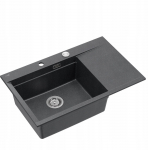 Zlewozmywak GraniteQ JOSH 111 GraniteQ zlewozmywak 1-komorowy z/o (780x500x215) black diamond  + syfon push 2 open + deska + wkładka / elementy złote | brak | 5906954203588