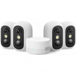Kamera IP Eufy EufyCam C35 - 4 Kamera Kit - Sieciowa kamera monitoringu - do użytku zewnętrznego i wewnętrznego - odporna na warunki atmosferyczne - Kolor (Dzień i Noc) - 1920 x 1080 - 1080p - Audio - bezprzewodowa - Wi-Fi - Prąd stały 5 V - z HomeBa ...
