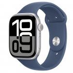 Apple Watch 10 GPS 42mm Silver Aluminium Case with Denim Sport Band - S/M | MWWM3ET/A | 0195949553462