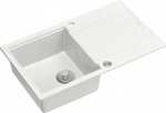 Zlewozmywak GraniteQ EVAN 111 zlewozmywak z syfonem Push 2 Open 1-komorowy z/o (860x500x210) snow white / elementy stalowe | brak | 5904310997478