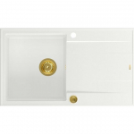 Zlewozmywak GraniteQ EVAN 111 zlewozmywak z syfonem Push 2 Open 1-komorowy z/o (860x500x210) snow white / elementy złote | brak | 5904310997430