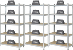 Basetech Basetech 2142910 Reol til tunge genstande 175 kg s&aelig;t med 3 stk. (B x H x T) 900 x 1800 x 400 mm GS Metal, MDF Tr&aelig;gulv Forzinket, S&oslash;lv | BT-1897698-3 | 2050006388648