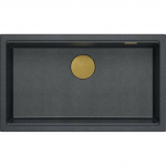 Zlewozmywak GraniteQ LOGAN 110 zlewozmywak black diamond 76x44x23,5 cm 1-komorowy wpuszczany z syfonem manualnym złoty | HQD7644U8_PVDG1_I-QDR | 5905505500220