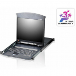 Konsola KVM Aten Przełącznik KVM ATEN KL1516AM, TFT 43 cm, VGA, PS/2-USB over Kat 5, 16 port&oacute;w, niemiecki układ klawiatury | 14.01.6220 | 4719264642586
