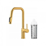 Bateria kuchenna KFA DUERO PURE STYLE PULL-OUT BATERIA KUCHENNA Z FUNKCJĄ FILTRACJI WODY I WYCIĄGANĄ WYLEWKĄ + ZESTAW FILTRUJĄCY PROFINE SILVER S, BRUSHED GOLD | 046623-314-31 | 5907571666374