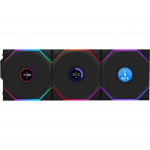 Lian Li UNI FAN TL Wireless LCD L&uuml;fter, ARGB, PWM, 3er-Pack inkl. Controller - Reverse Blade, 120mm, schwarz | LULI-119 | 4718466017376