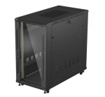 19" 22U 600x1200 black floor-standing rack cabinet with glass doors (flat pack) | FF01-6222-12B | 5901969447187
