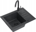 Zlewozmywak BEN 116 granitowy Black z czarnym syfonem i czarną zaślepką | HCB5544CZK_PC_3623500_BL_OPK-QDR | 5905505505980